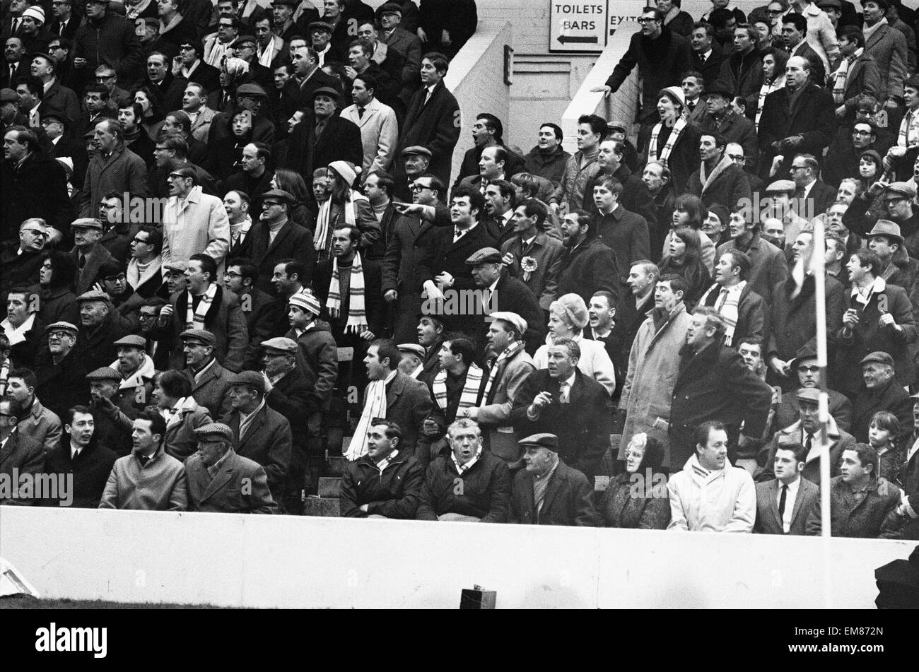 Sheffield Wednesday v Leeds United FA Cup match at Hillsborough 4th January 1969. Final Score: Sheffield Wednesday 1-1 Leeds United Stock Photo