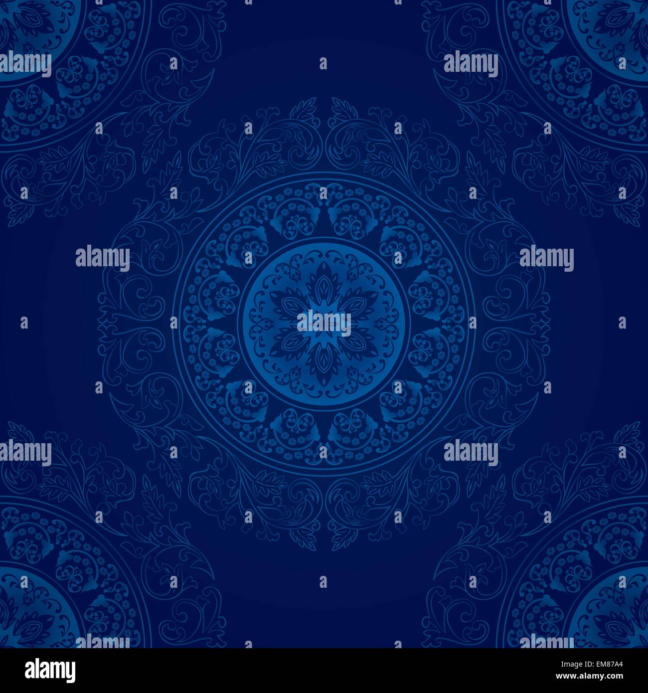 Vintage seamless pattern on blue background Stock Vector