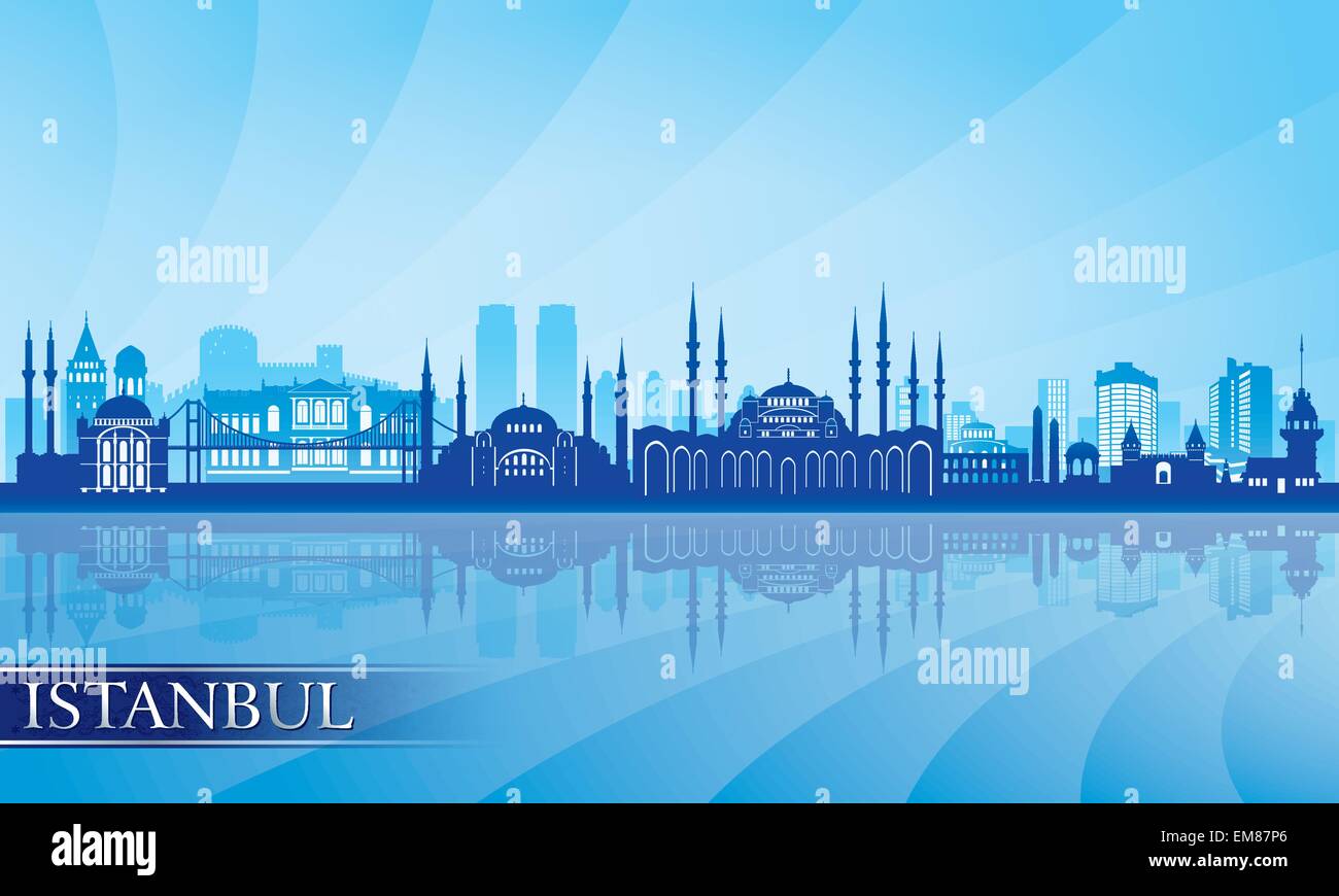Istanbul city skyline detailed silhouette Stock Vector