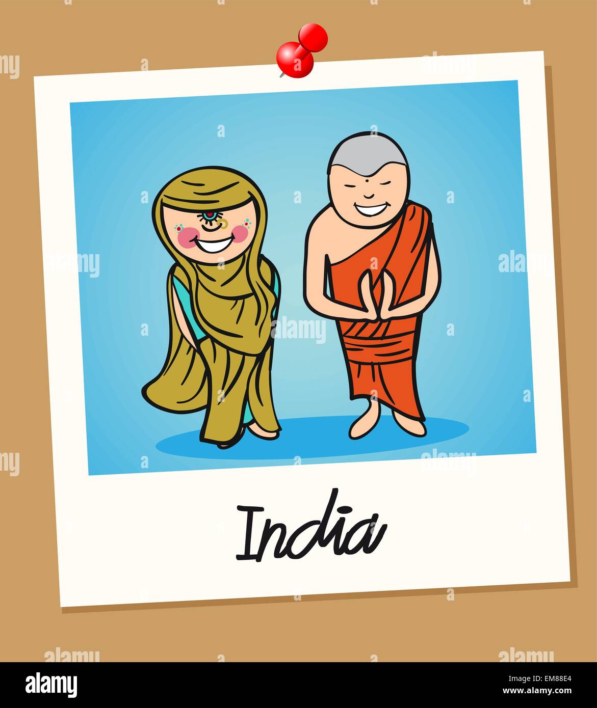 India travel people in instant photo frame Stock Vector