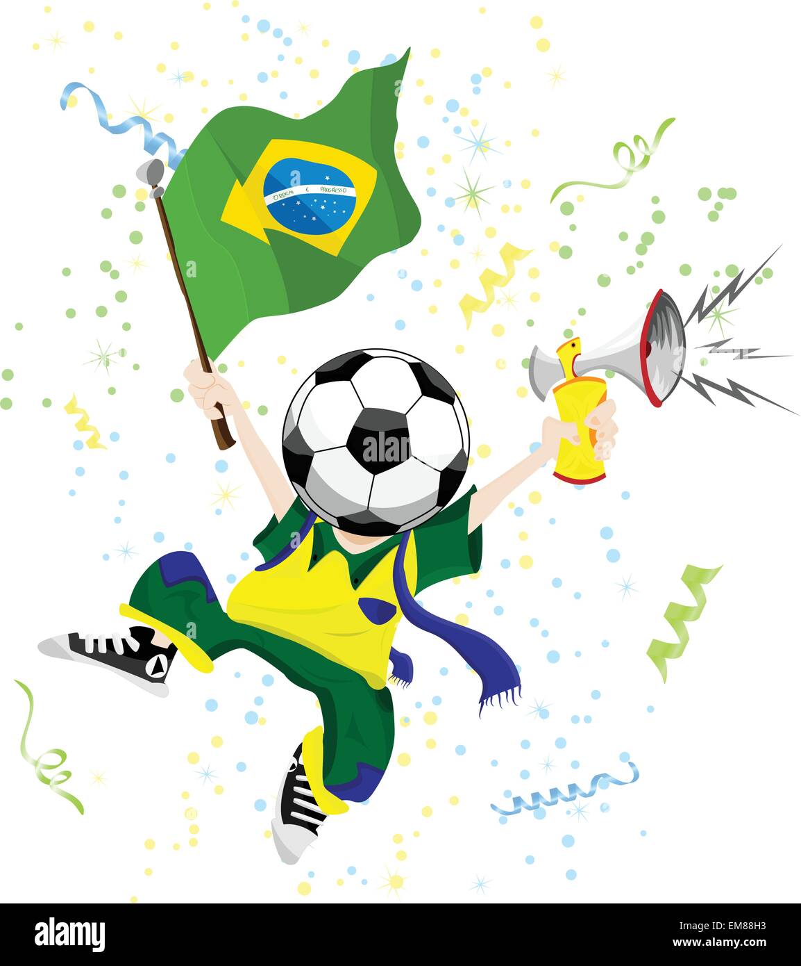 Brazilian Soccer Fan with Ball Head Stock Vector Image & Art Alamy