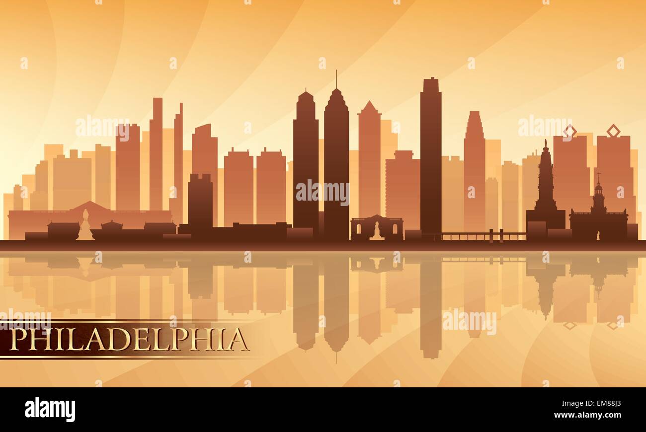 Philadelphia city skyline detailed silhouette Stock Vector