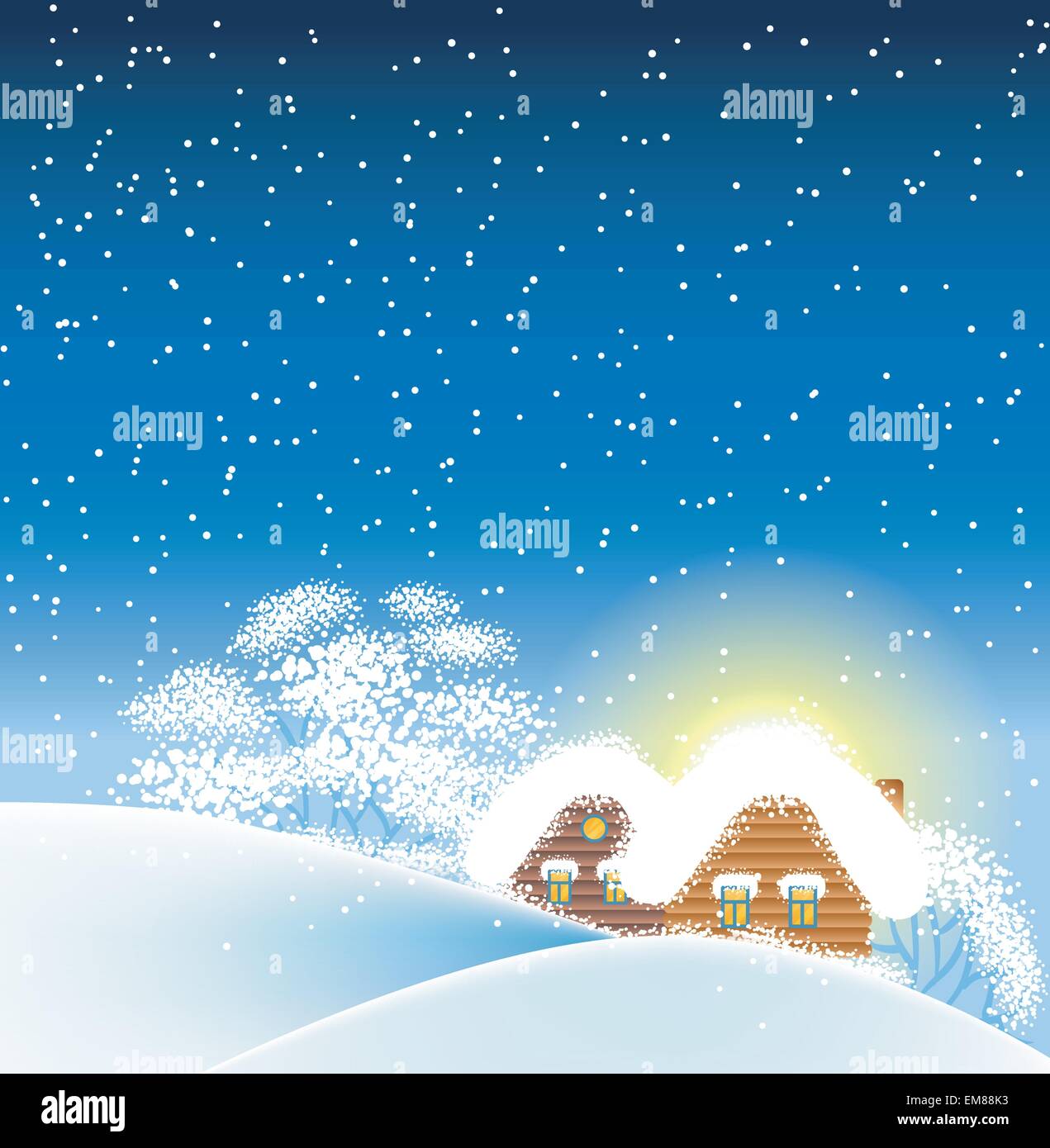 Winter landscape with houses Stock Vector Image & Art - Alamy