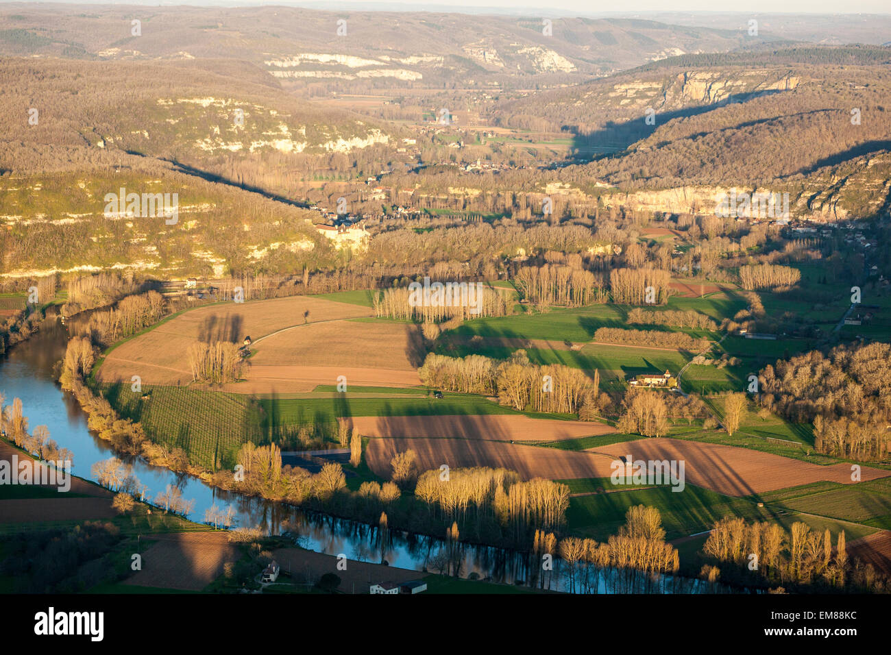 Aerial view of the Lot Valley in France Stock Photo