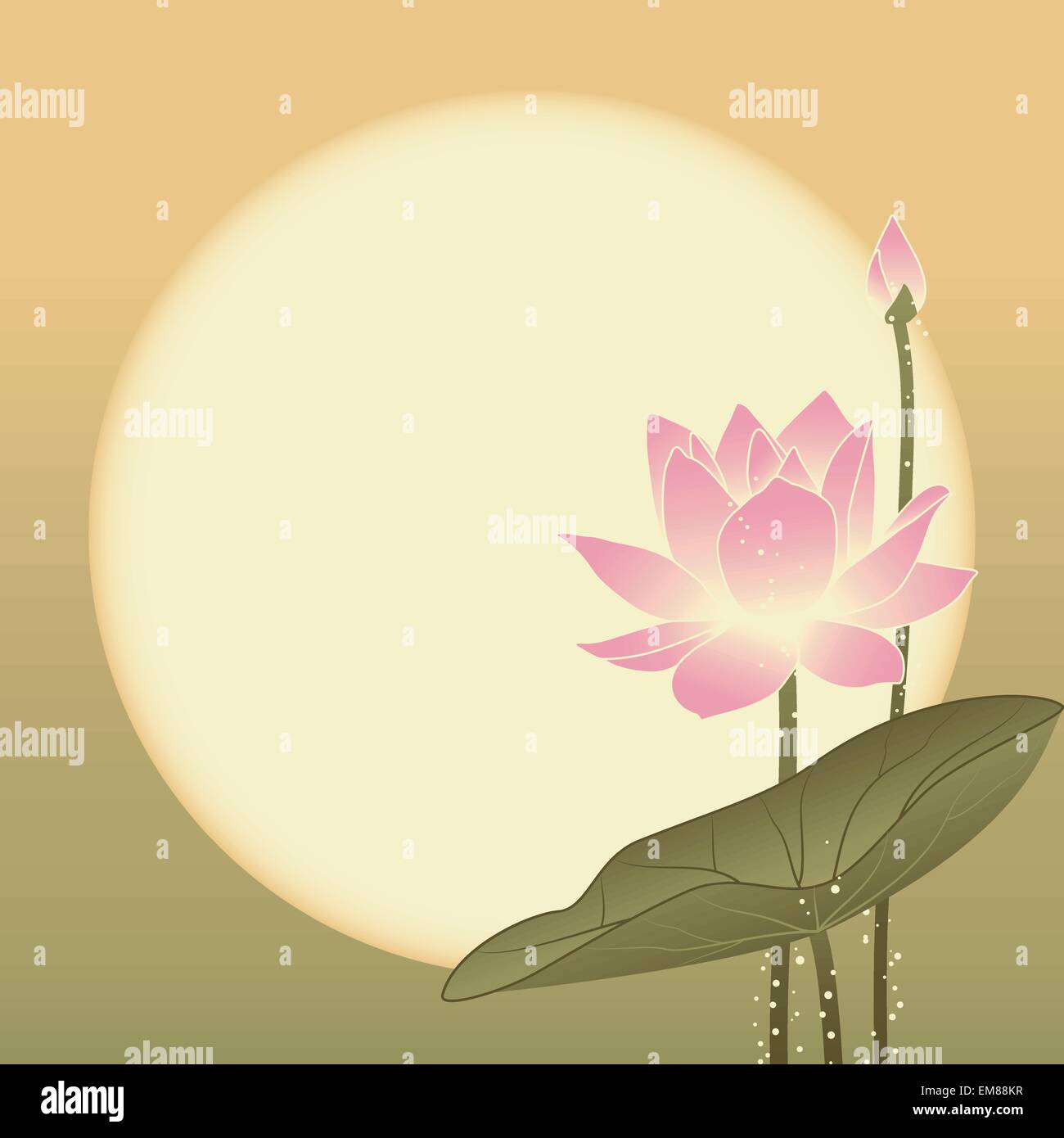 Oriental Mid Autumn Festival Lotus Flower Stock Vector
