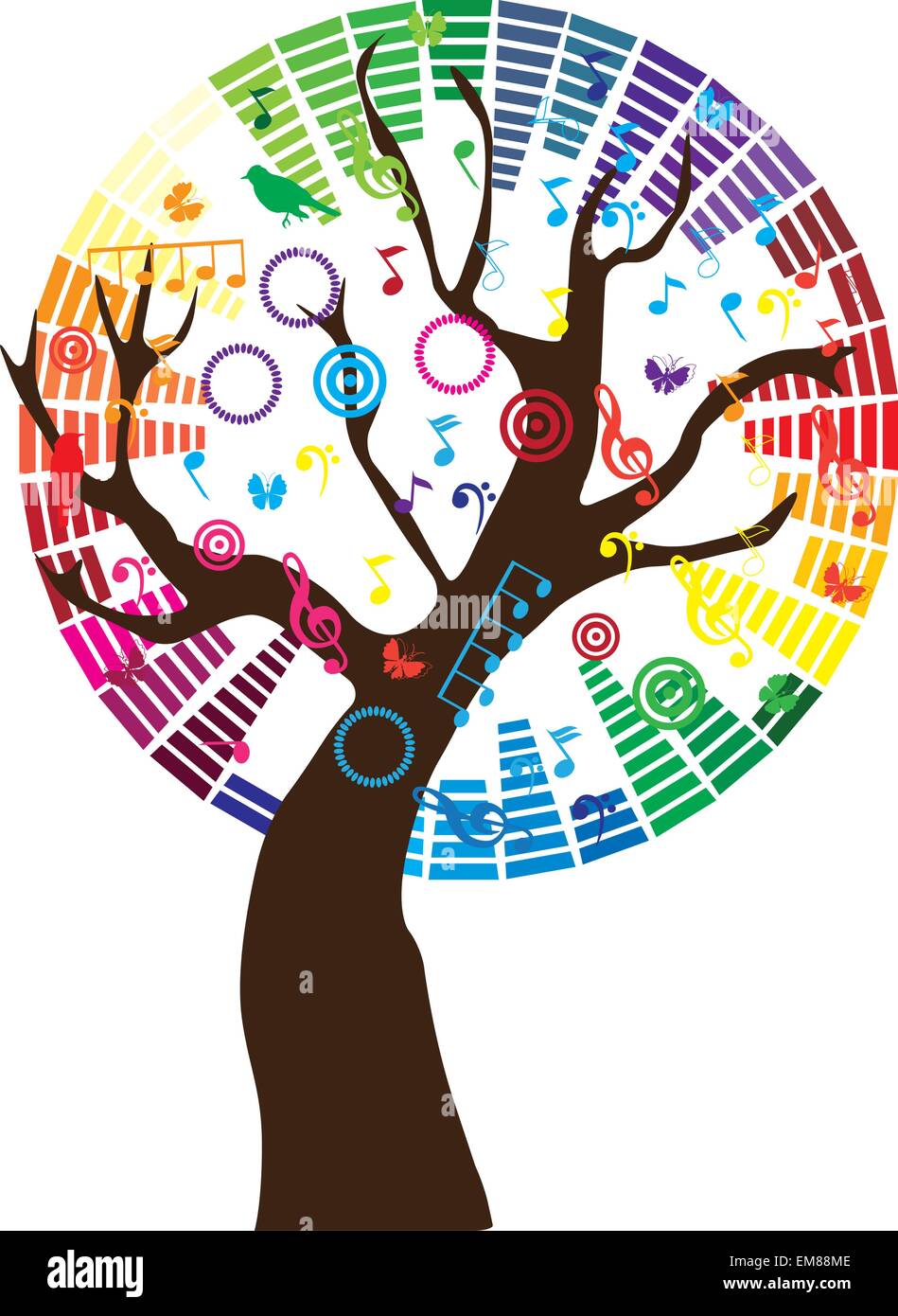 Vector illustration tree musical notes hi-res stock photography and ...