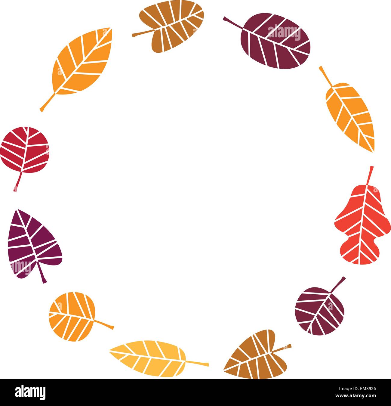 Wreath with colorful Autumn leaves isolated on white Stock Vector Image ...