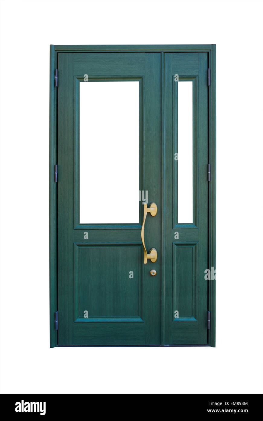 Closed wooden green door Stock Photo