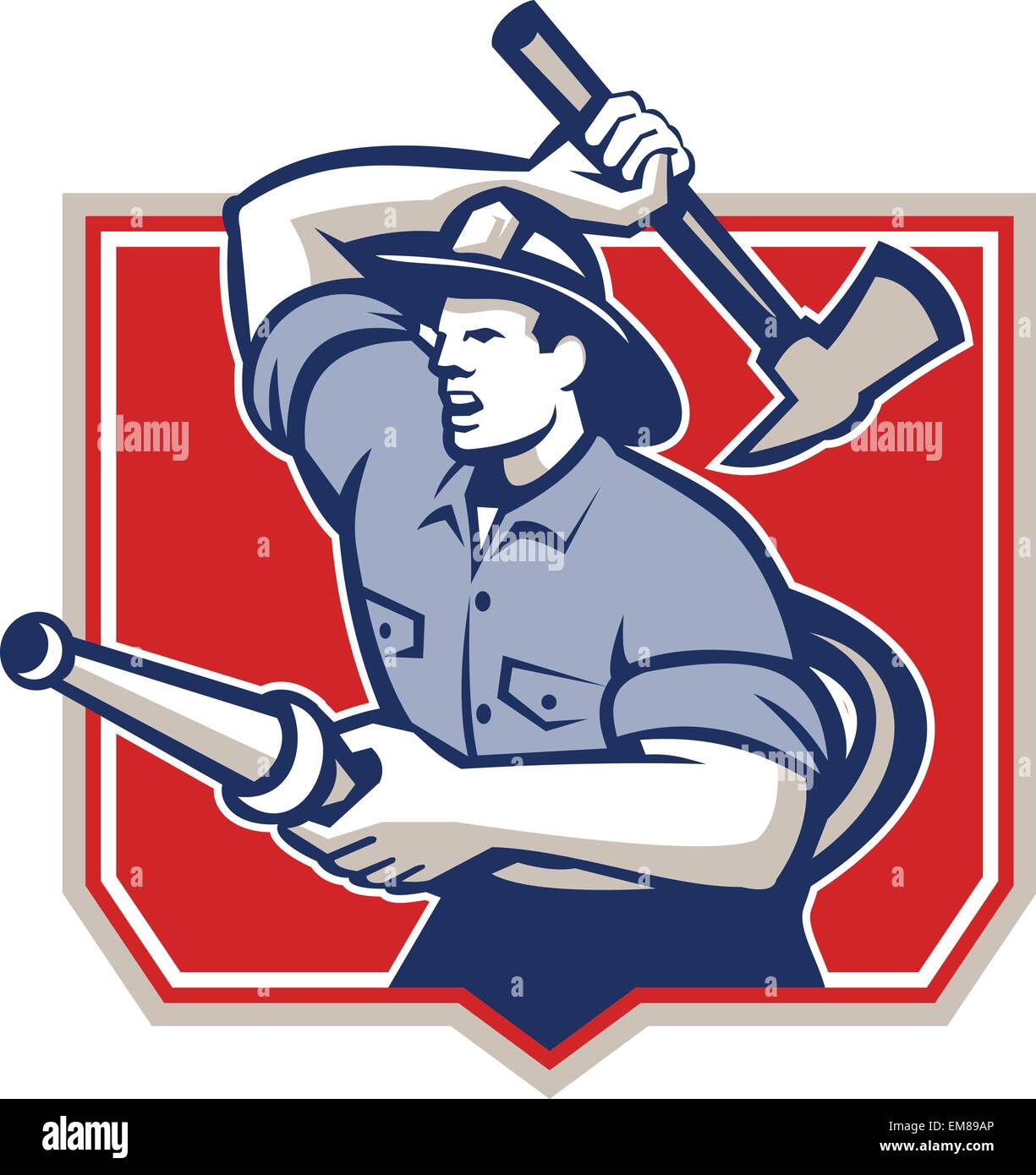 Fireman Firefighter Wielding Fire Axe Stock Vector Image & Art - Alamy