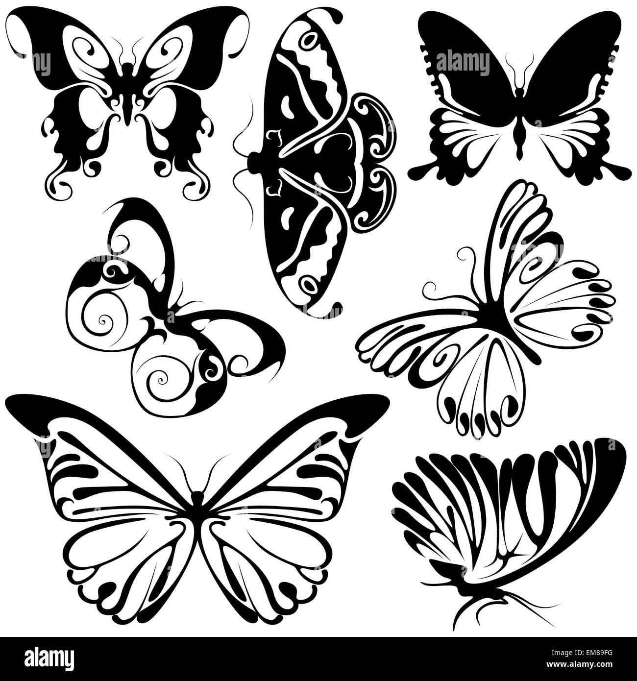 drawings of tribal butterflies