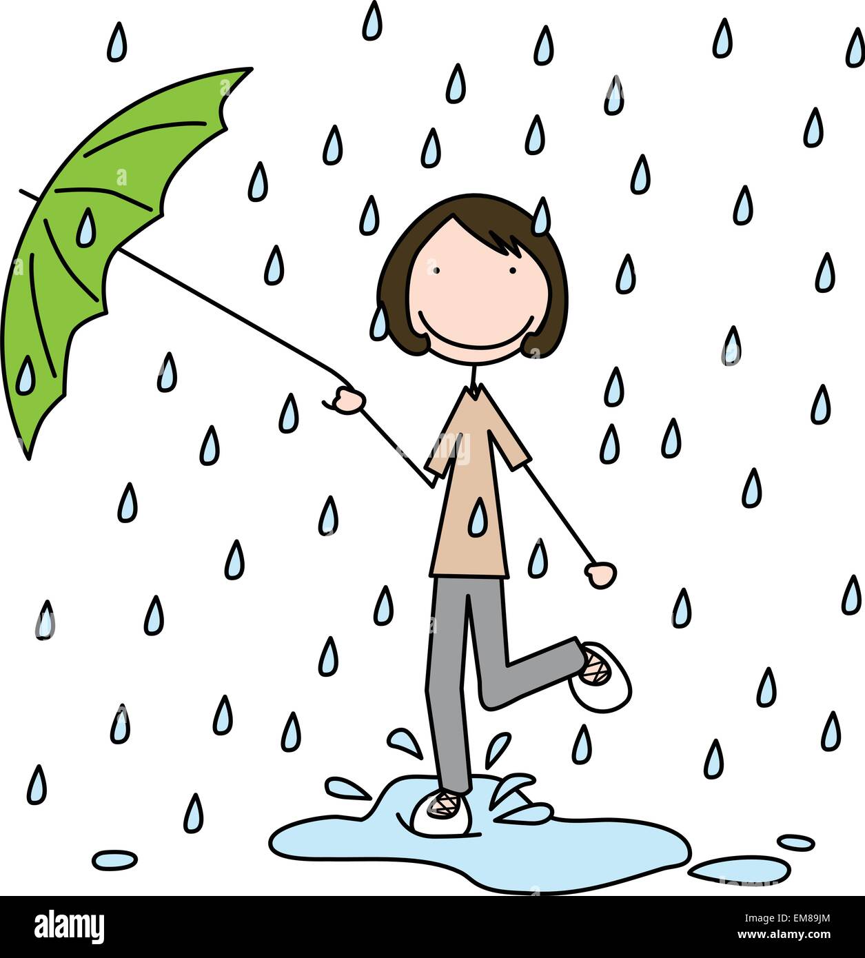 Child puddle jumping Stock Vector Images - Alamy
