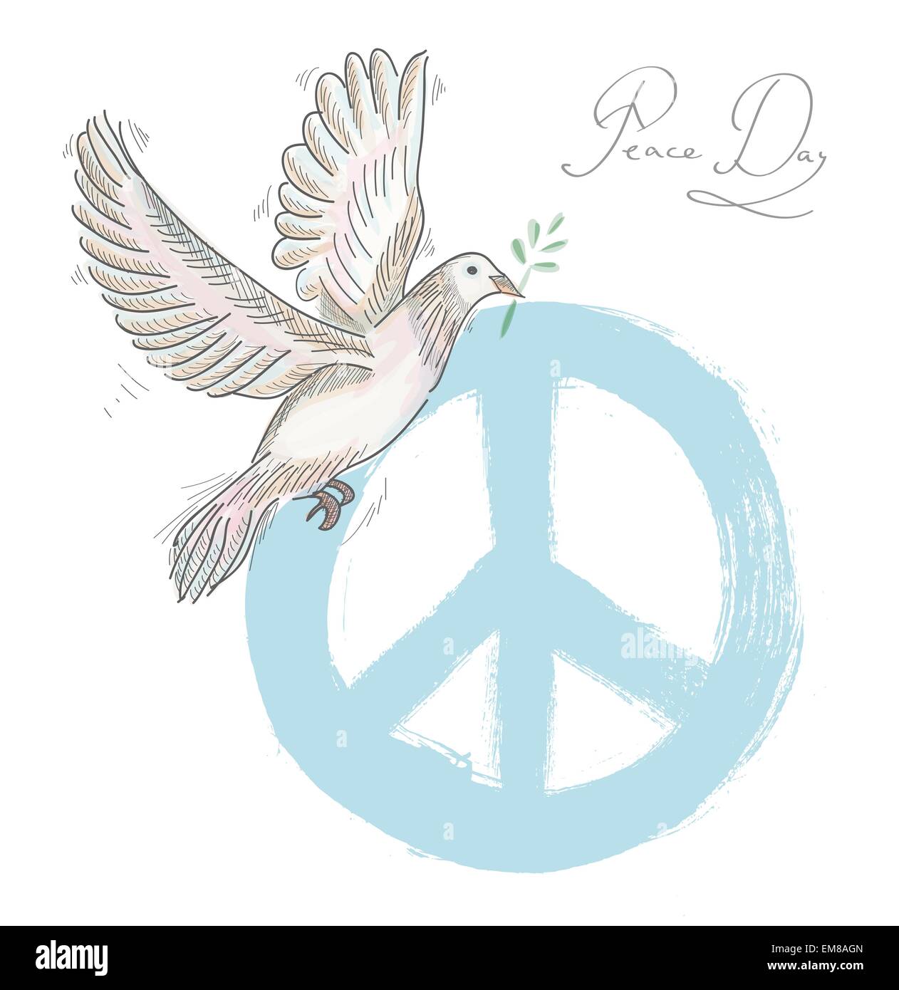Hand drawn symbol peace dove texture background EPS10 file. Stock Vector