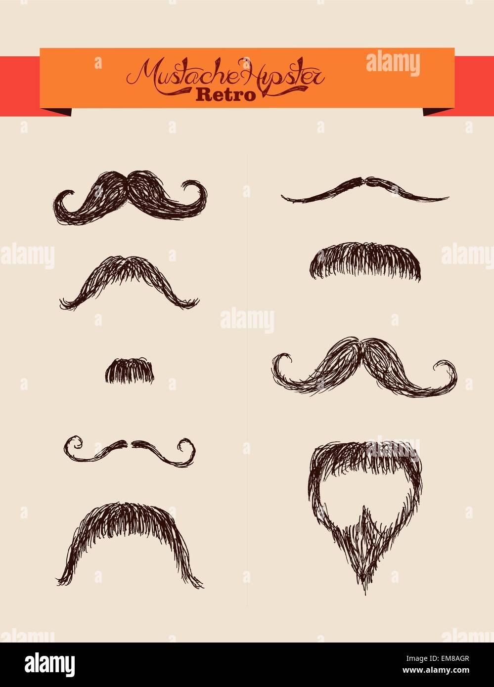 Mustache And Razor Drawing Hair mustache drawing sketch art Stock Vector Images - Alamy