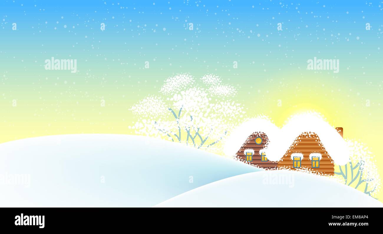 Winter landscape with houses Stock Vector Image & Art - Alamy