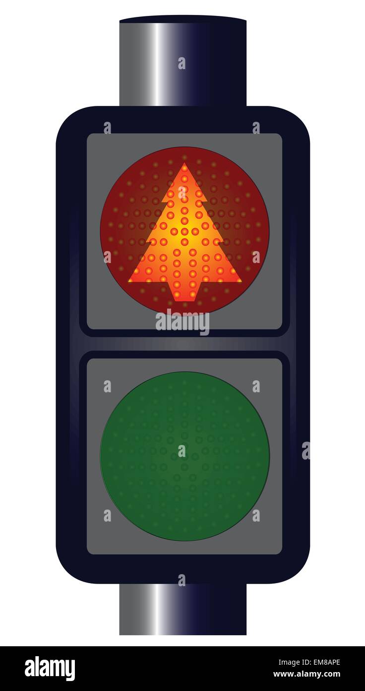 Red Christmas Tree Traffic Lights Stock Vector