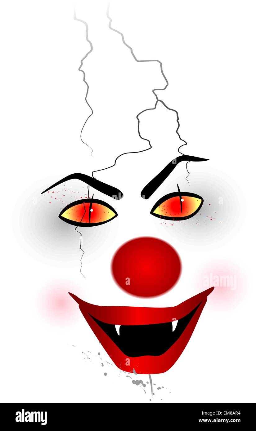 Scary face - clown on the white background Stock Vector
