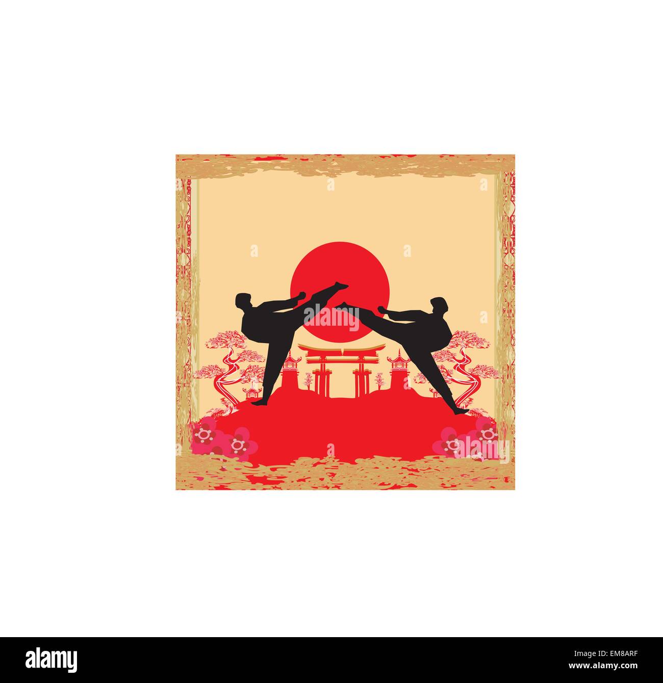 karate occupations - Grunge background Stock Vector