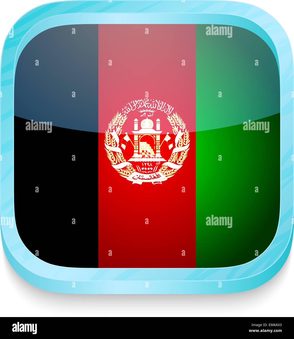 Smart phone button with Afghanistan flag Stock Vector