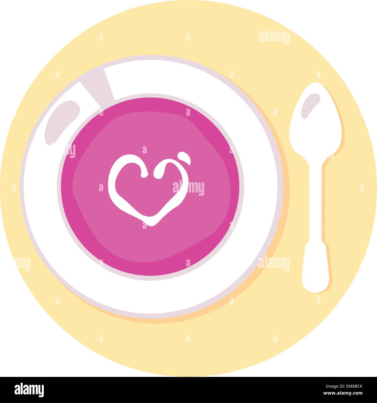 Pink love soup isolated on orange circle background Stock Vector