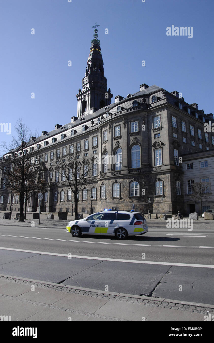 .Copenhagen.Denamrk  17 April 2015   Danish police cars in  action                 (Photo by Francis Joseph Dean/Deanpictures) Stock Photo