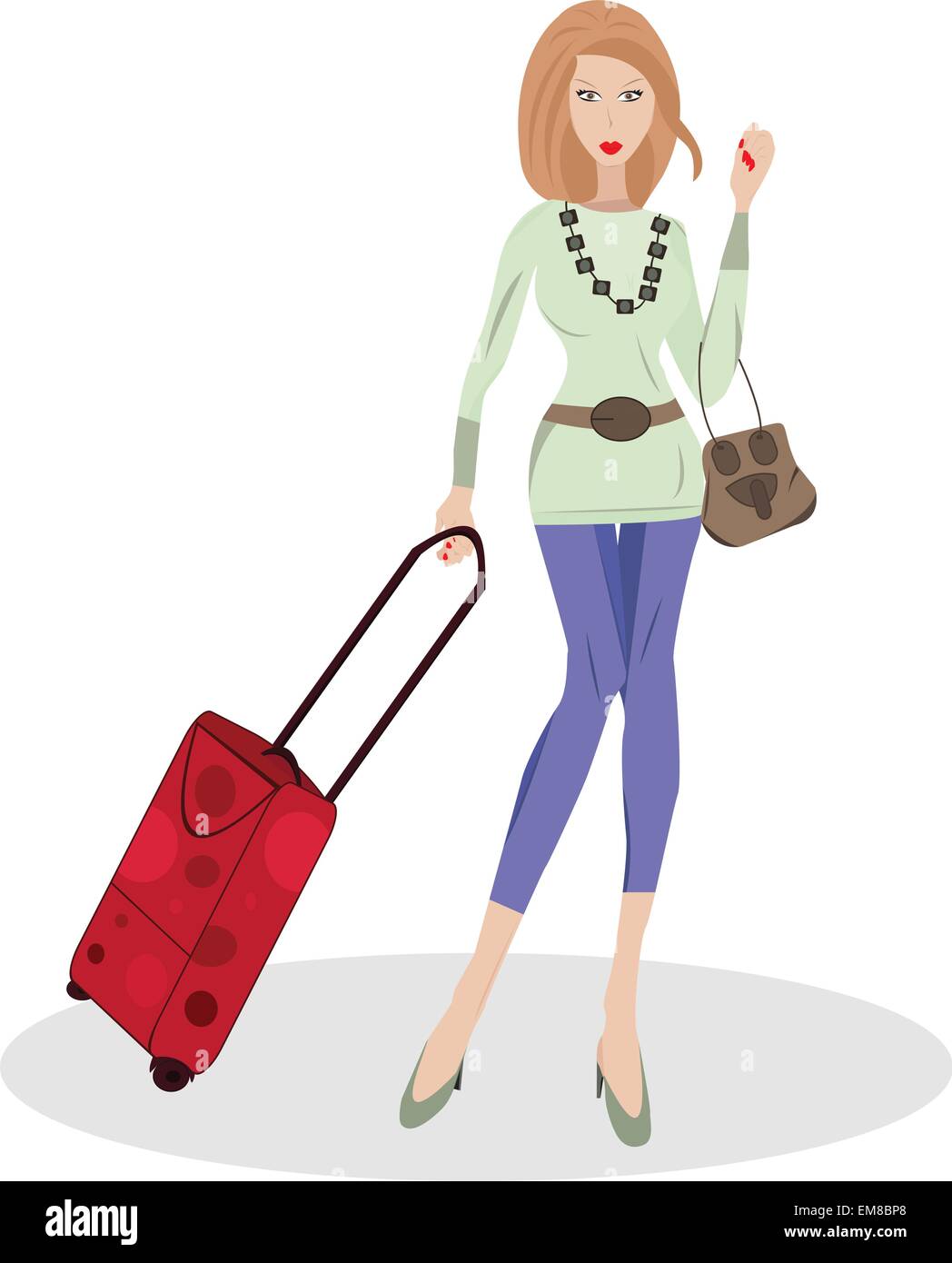 Woman with suitcase Stock Vector Image & Art - Alamy