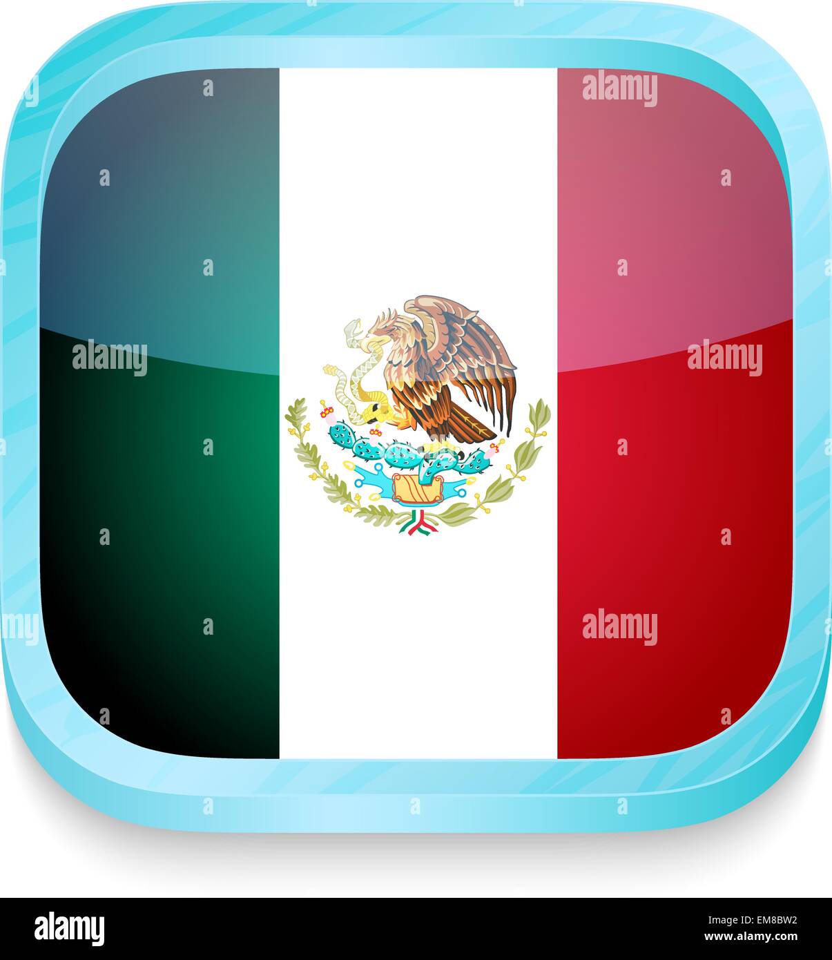 Smart phone button with Mexican flag Stock Vector