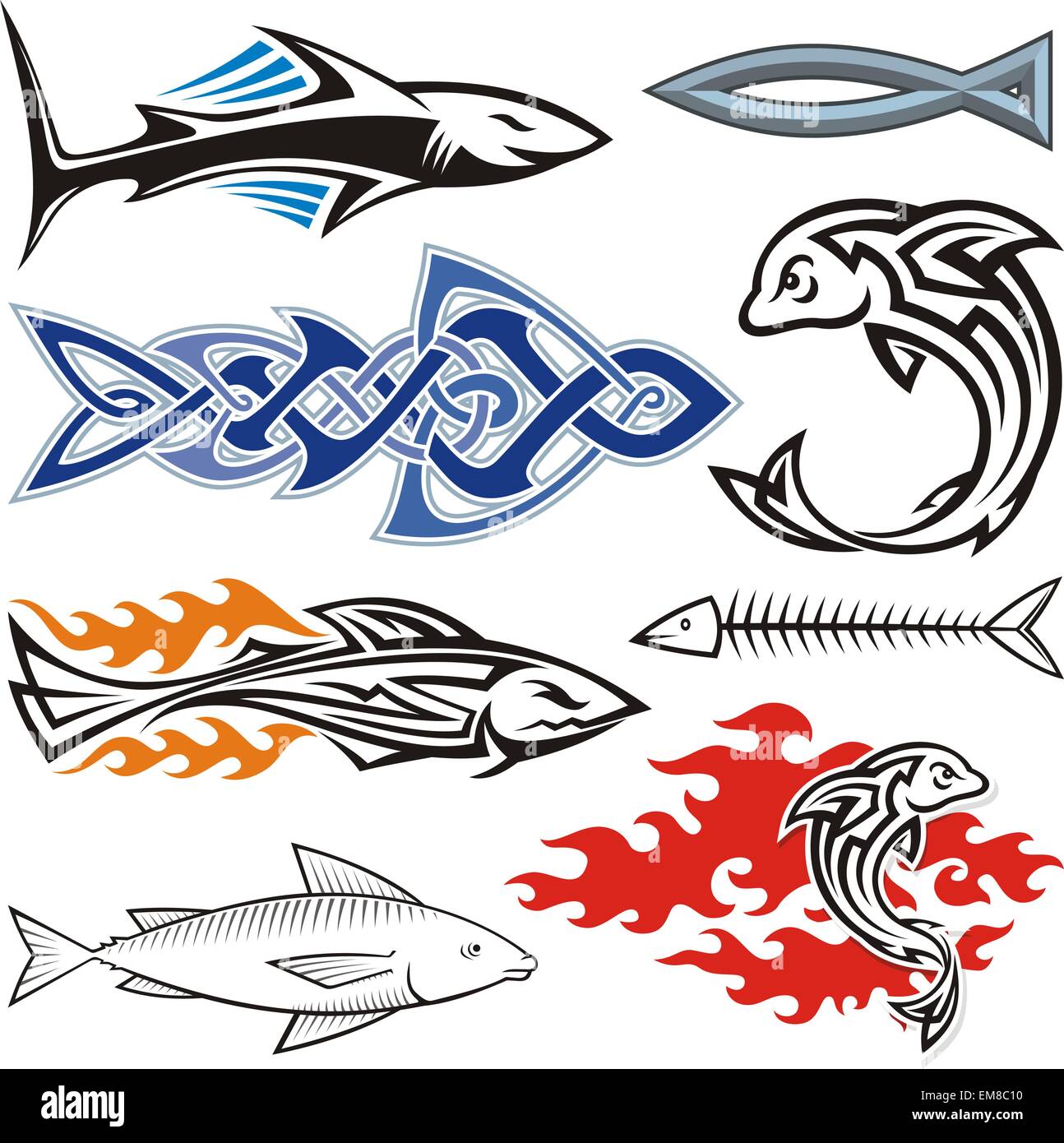 Tribal Largemouth Bass Tattoos