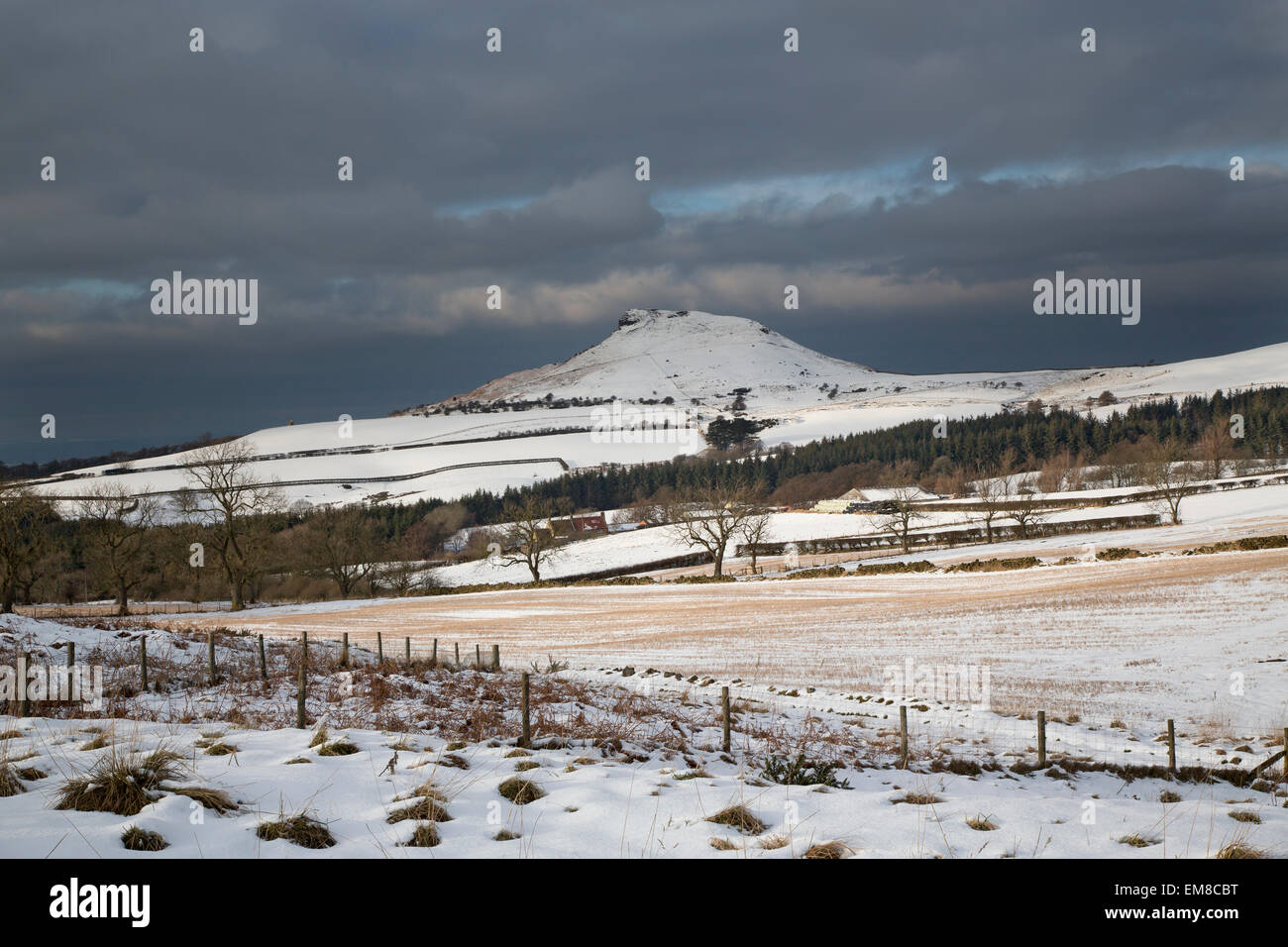 Roseberry Topping in the Snow, North Yorkshire Stock Photo