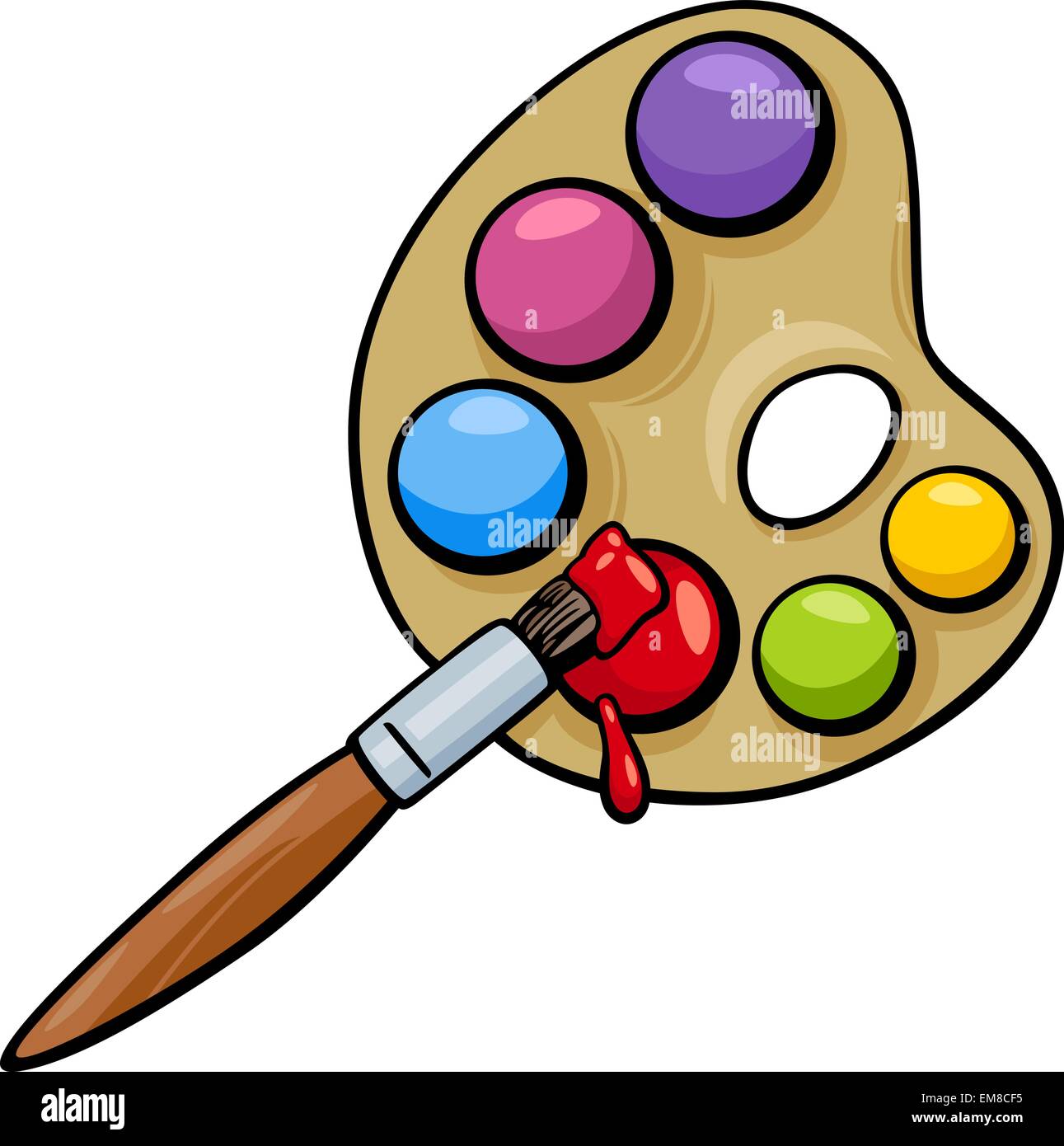 Paint pallet And Paint Brush Cartoon Vector Icon Illustration - Paint Pallet  - Pin