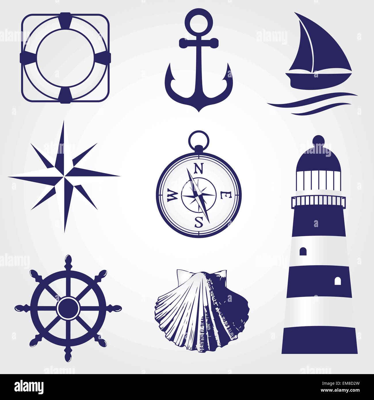 Set of vintage nautical labels, icons and design elements Stock Vector ...