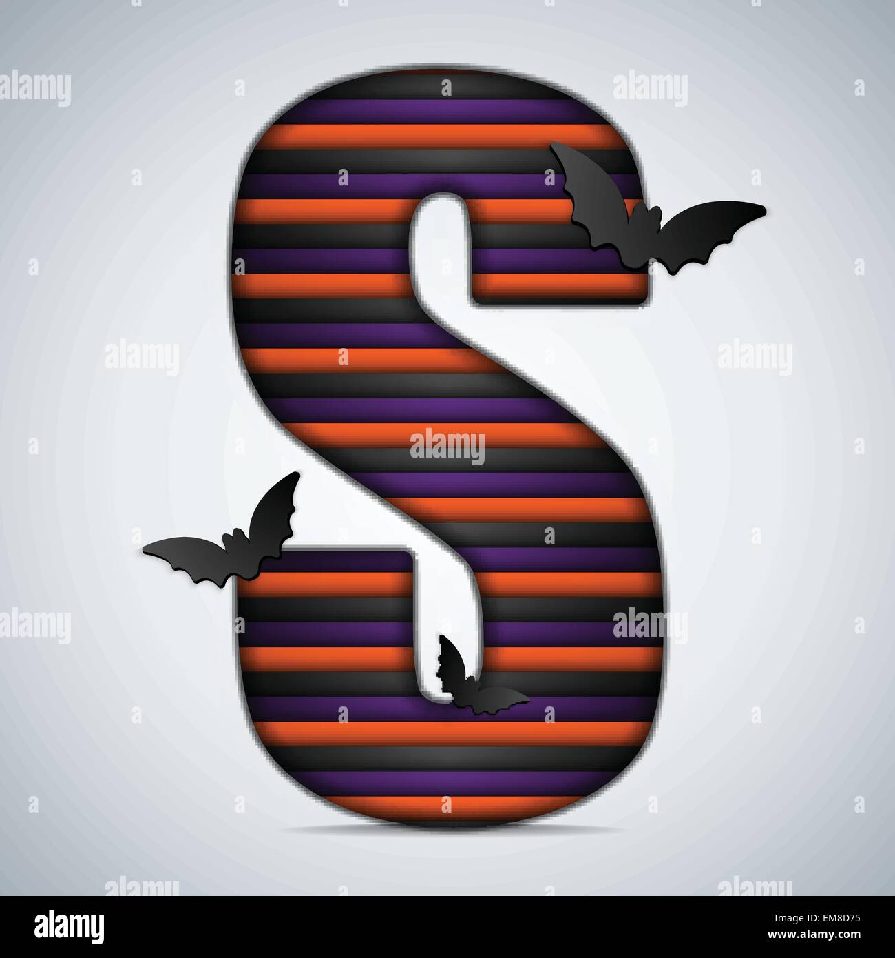 Halloween Bat Alphabet Letters Stripe Black Orange Purple Stock Vector