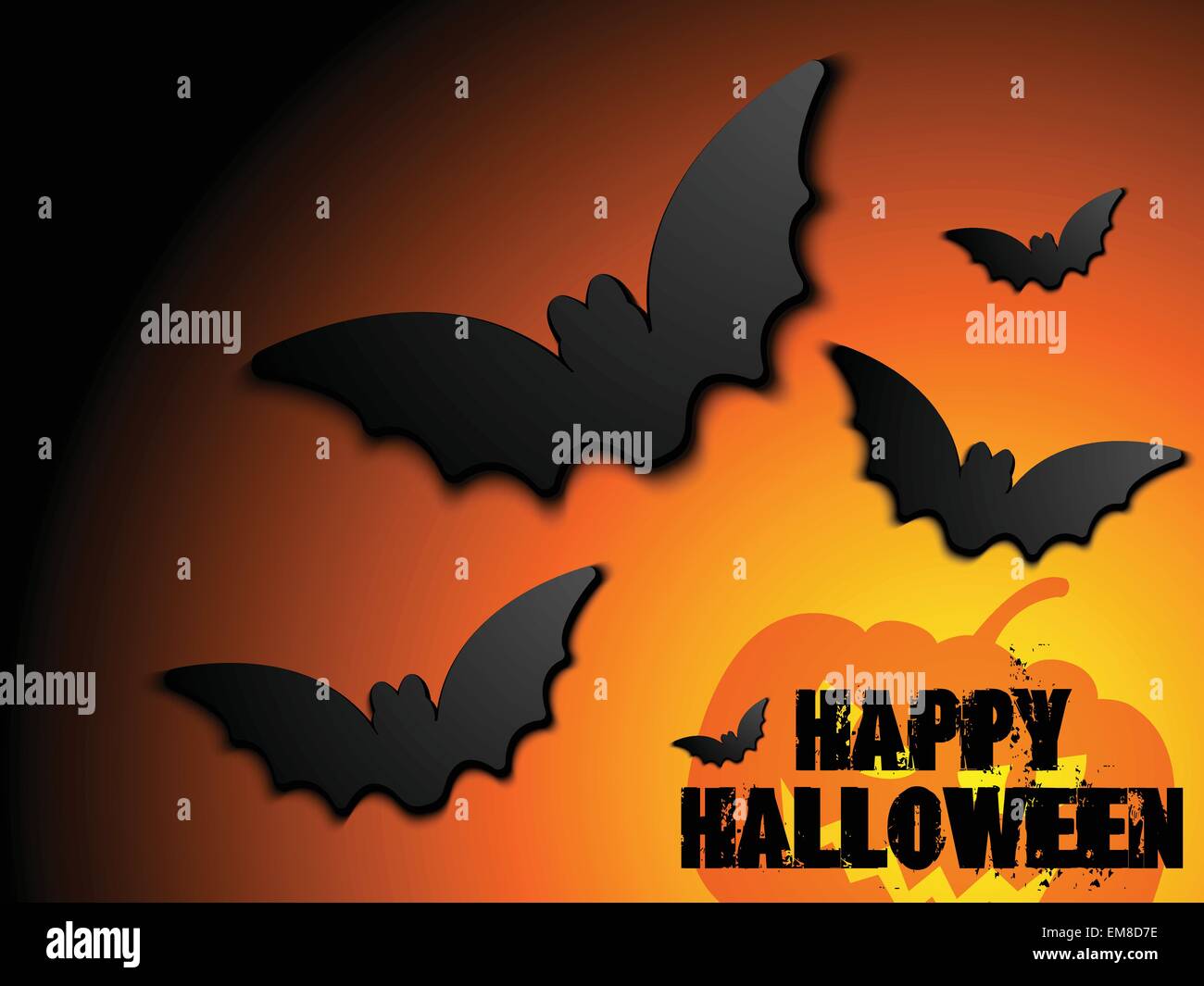 Halloween Bat Frame Pumpkin Background Stock Vector
