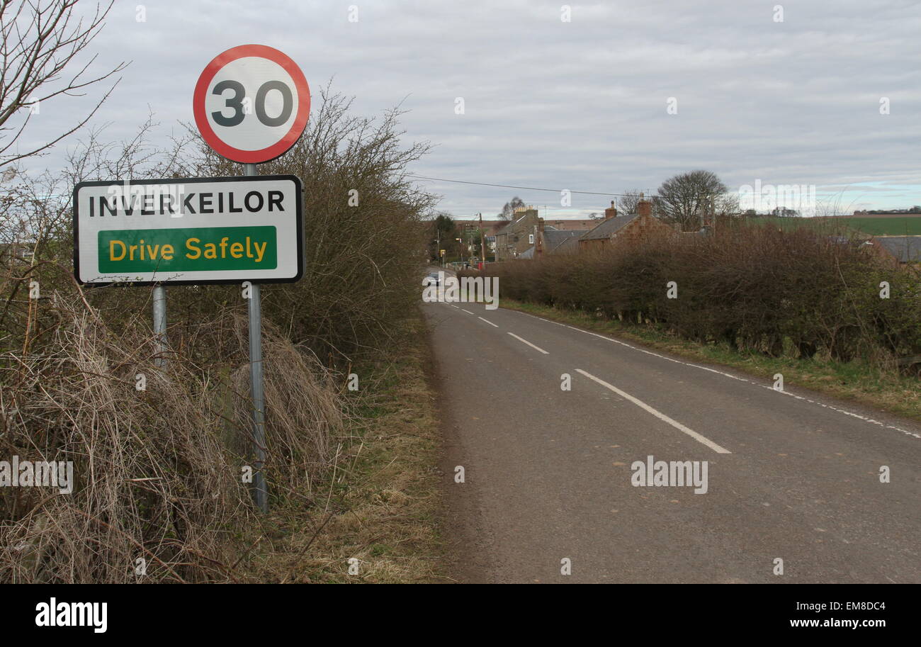Inverkeilor sign Angus Scotland April 2015 Stock Photo Alamy
