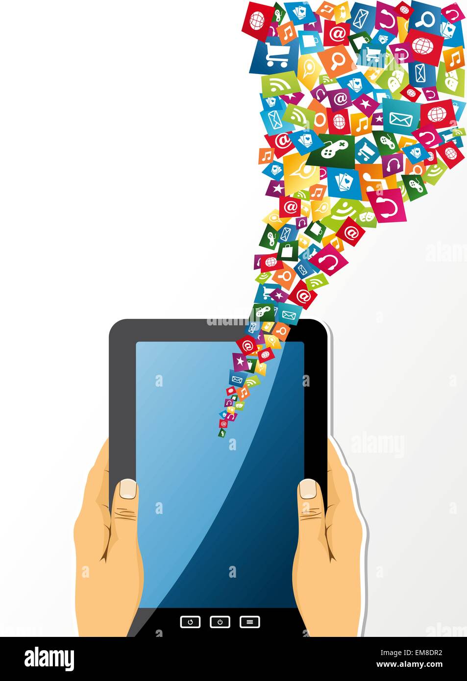 Human hands holds tablet pc with app icons Stock Vector Image & Art - Alamy