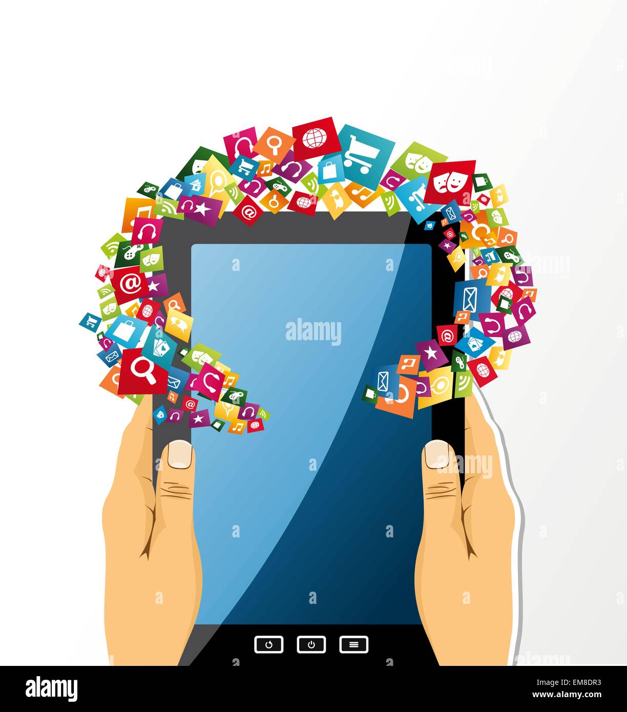Human hands holds tablet pc app icons Stock Vector Image & Art - Alamy