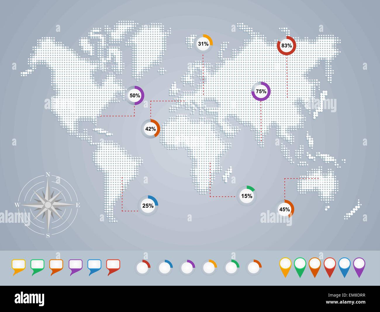 World map, geo infographics template EPS10 file. Stock Vector