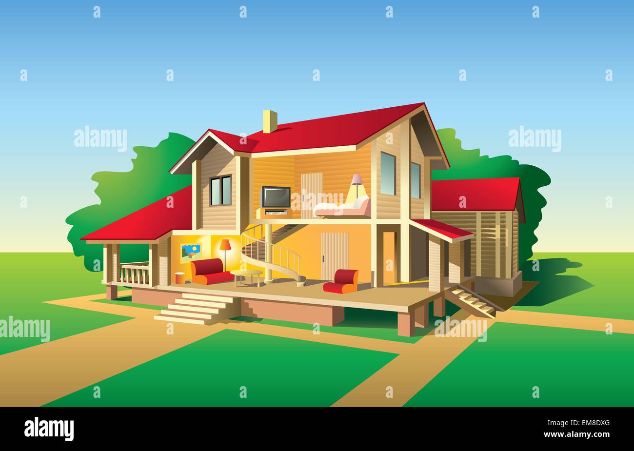 House cut view Stock Vector