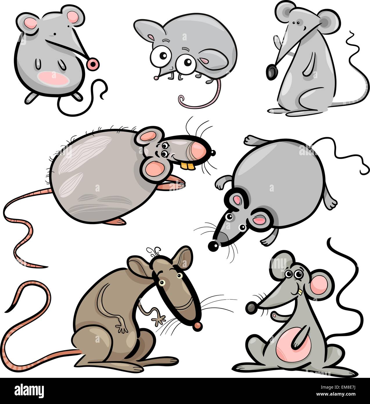 mice and rats set cartoon illustration Stock Vector