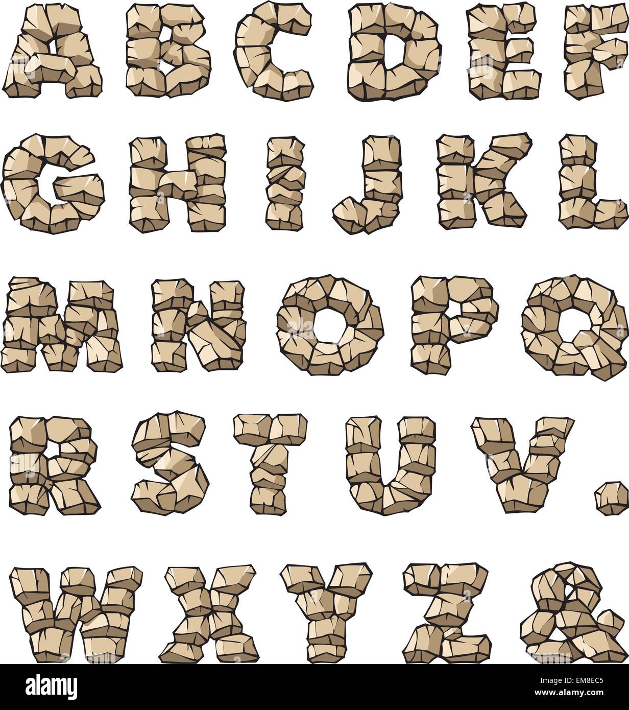 Stone alphabet Stock Vector