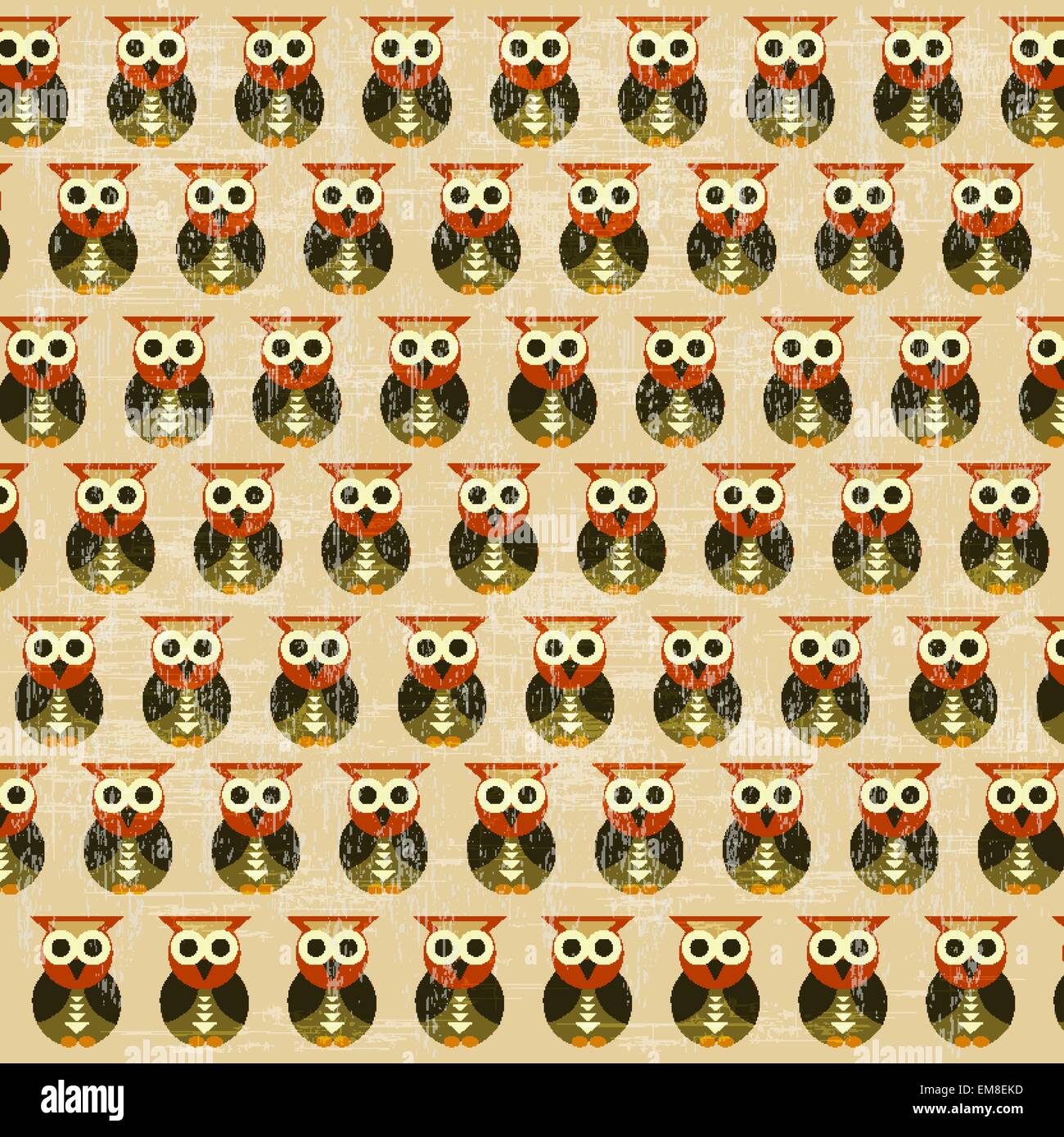 retro seamless pattern with owls Stock Vector Image & Art - Alamy