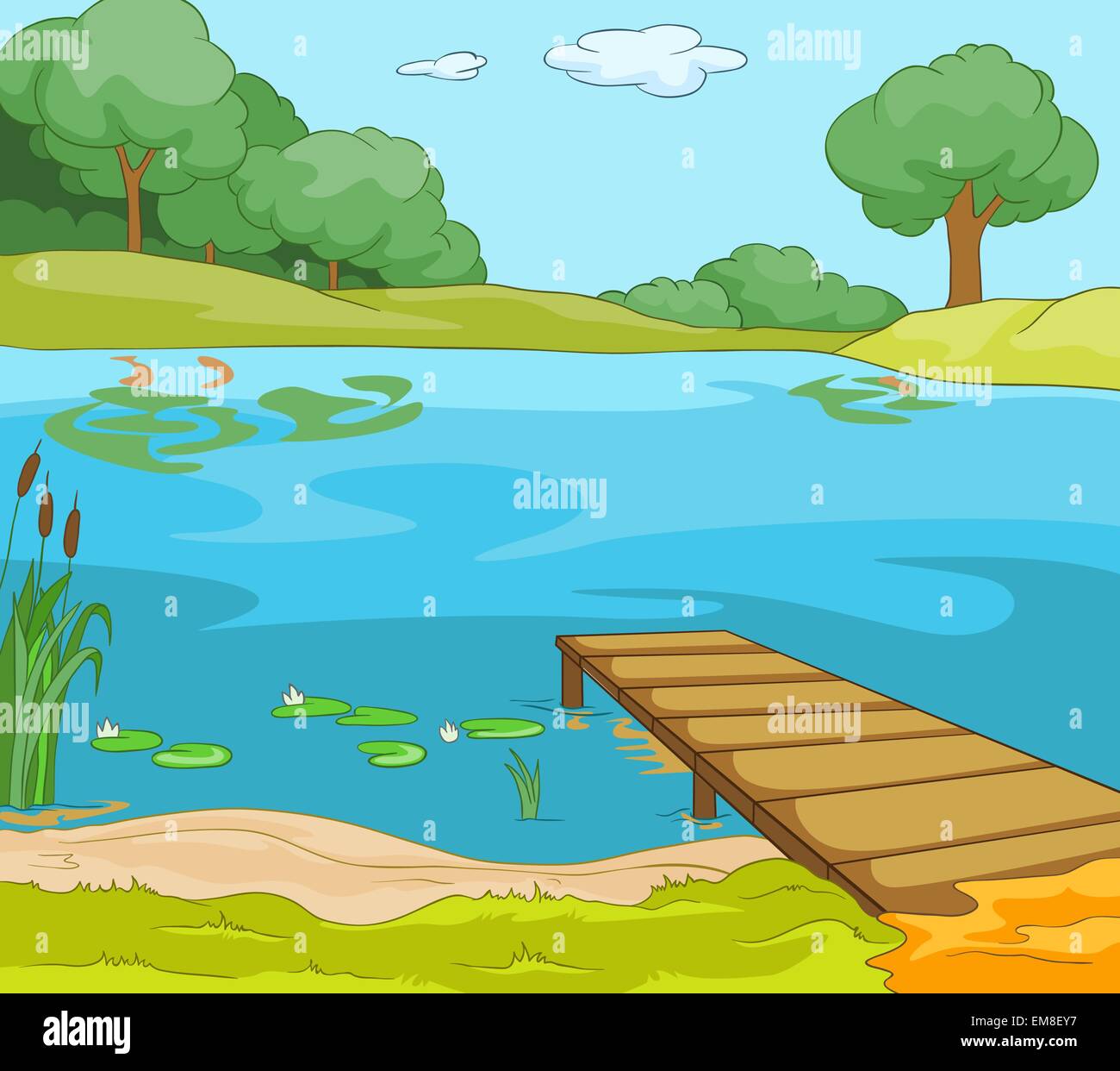 Lake shore cartoon background vector hi-res stock photography and images -  Alamy