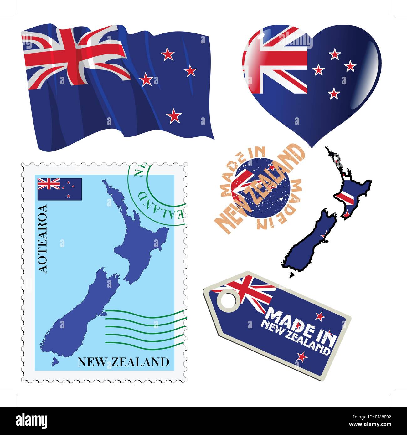 national colours of New Zealand Stock Vector