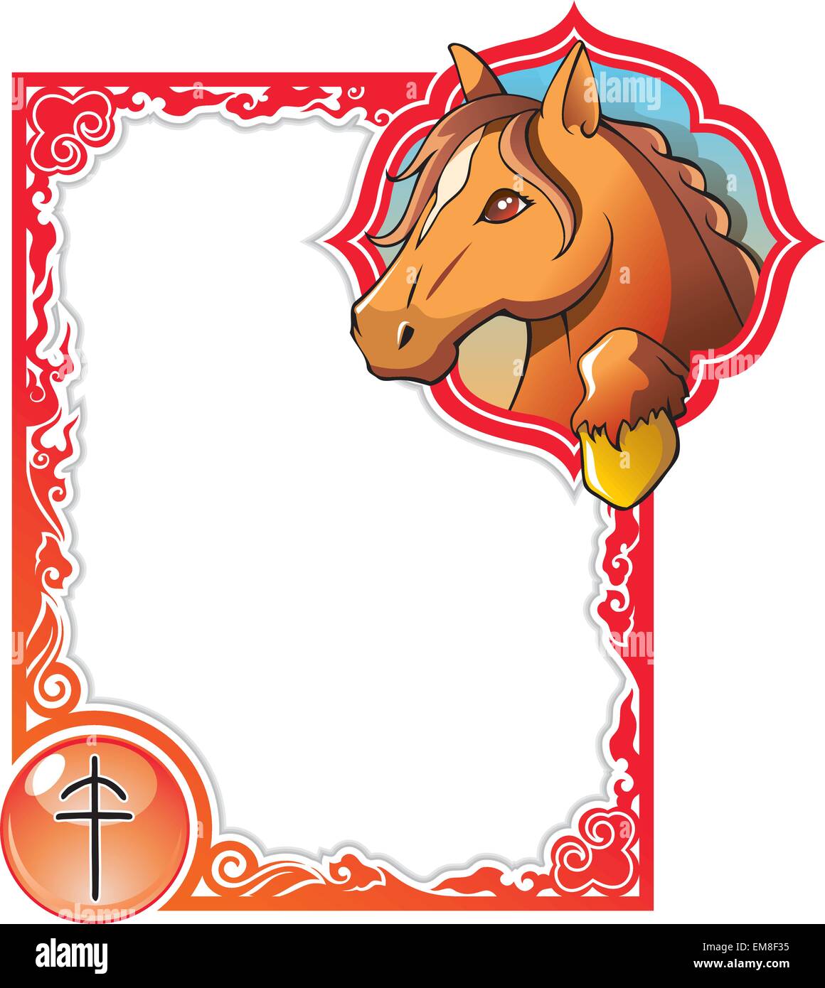 Chinese horoscope frame series: Horse Stock Vector