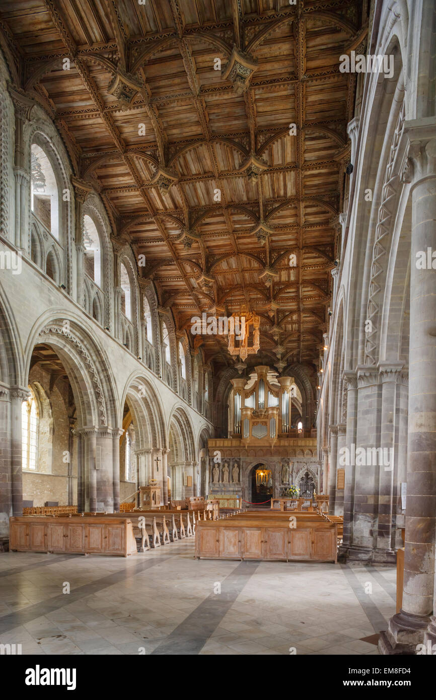 St Davids Cathedral Interior St Davids Pembrokeshire Wales Stock Photo