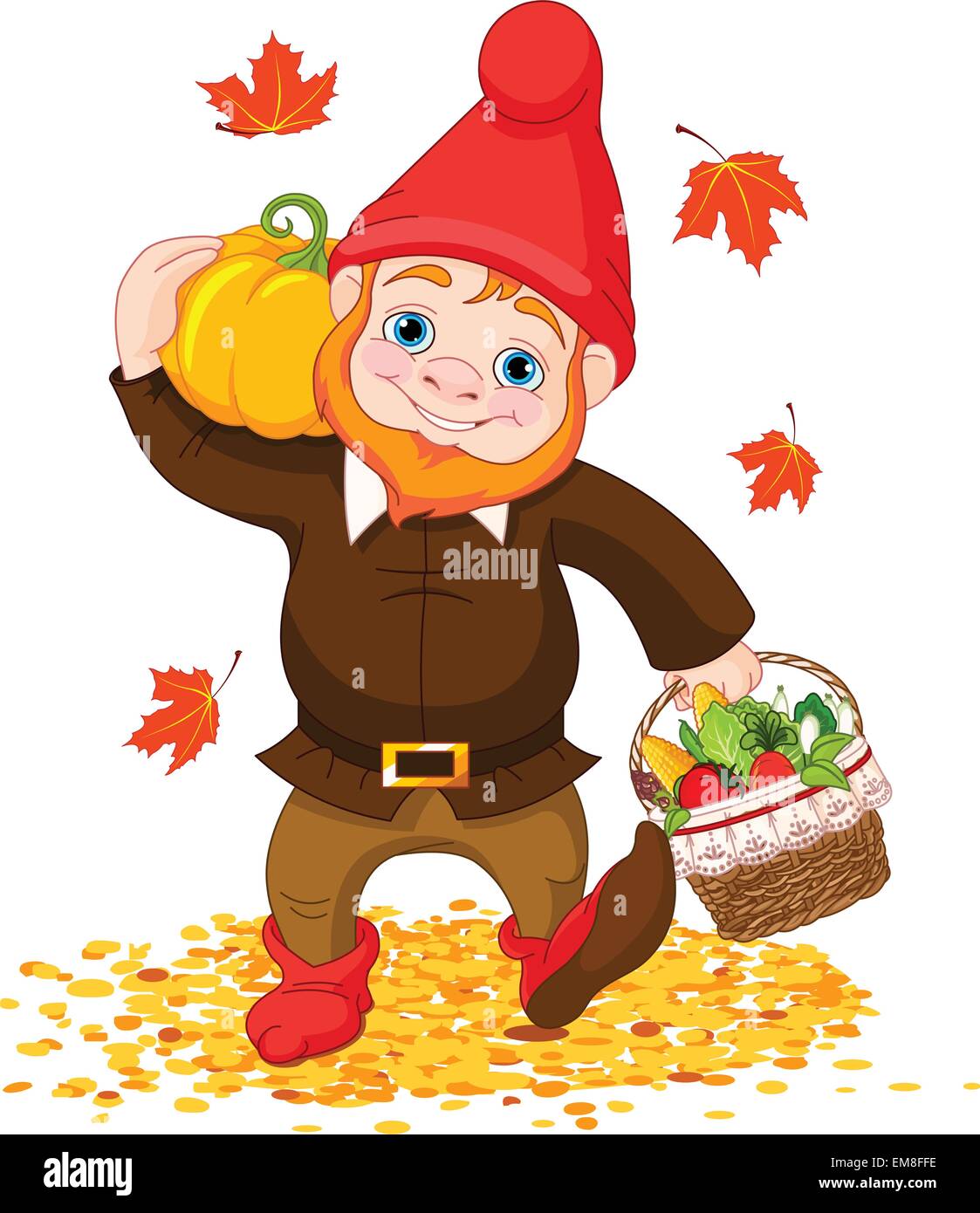 Garden Gnome with harvest Stock Vector Image & Art Alamy