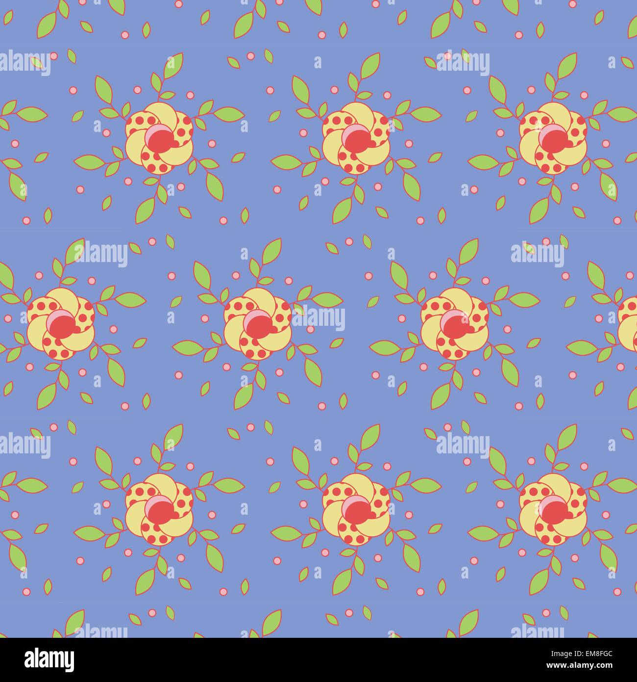 Seamless Flower Pattern Colorful Set Stock Vector