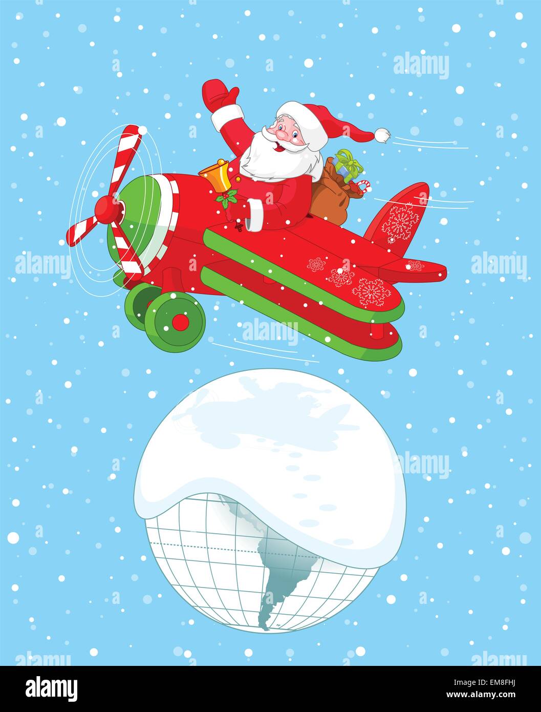 Santa Flying His Christmas Plane Stock Image