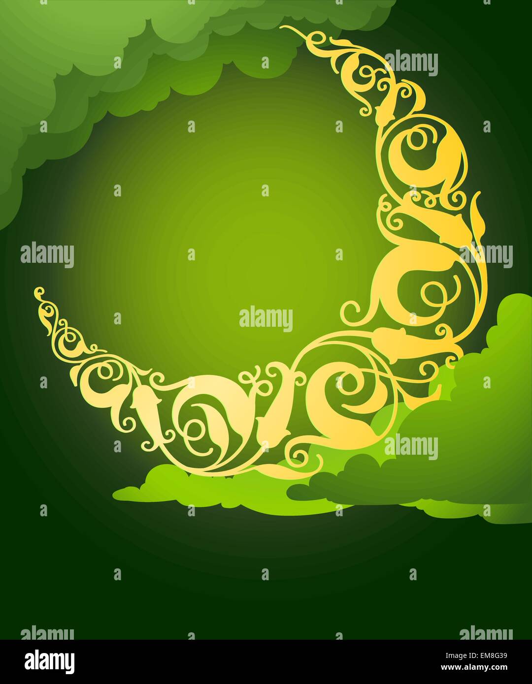 Islamic crescent moon art Stock Vector