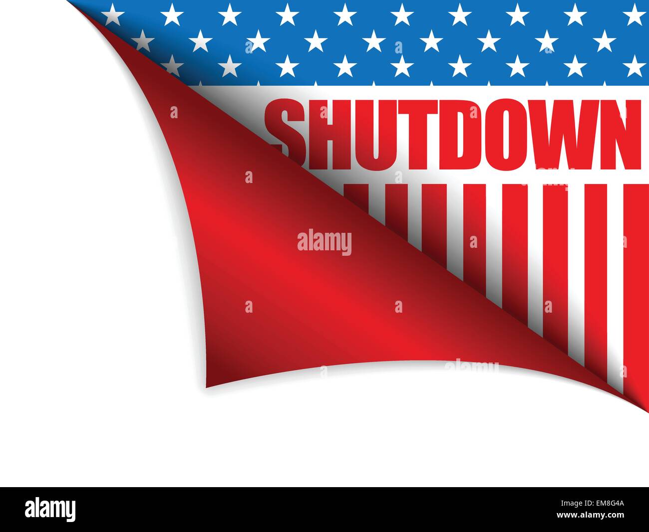 Shutdown Closed United States of America Page Corner Stock Vector