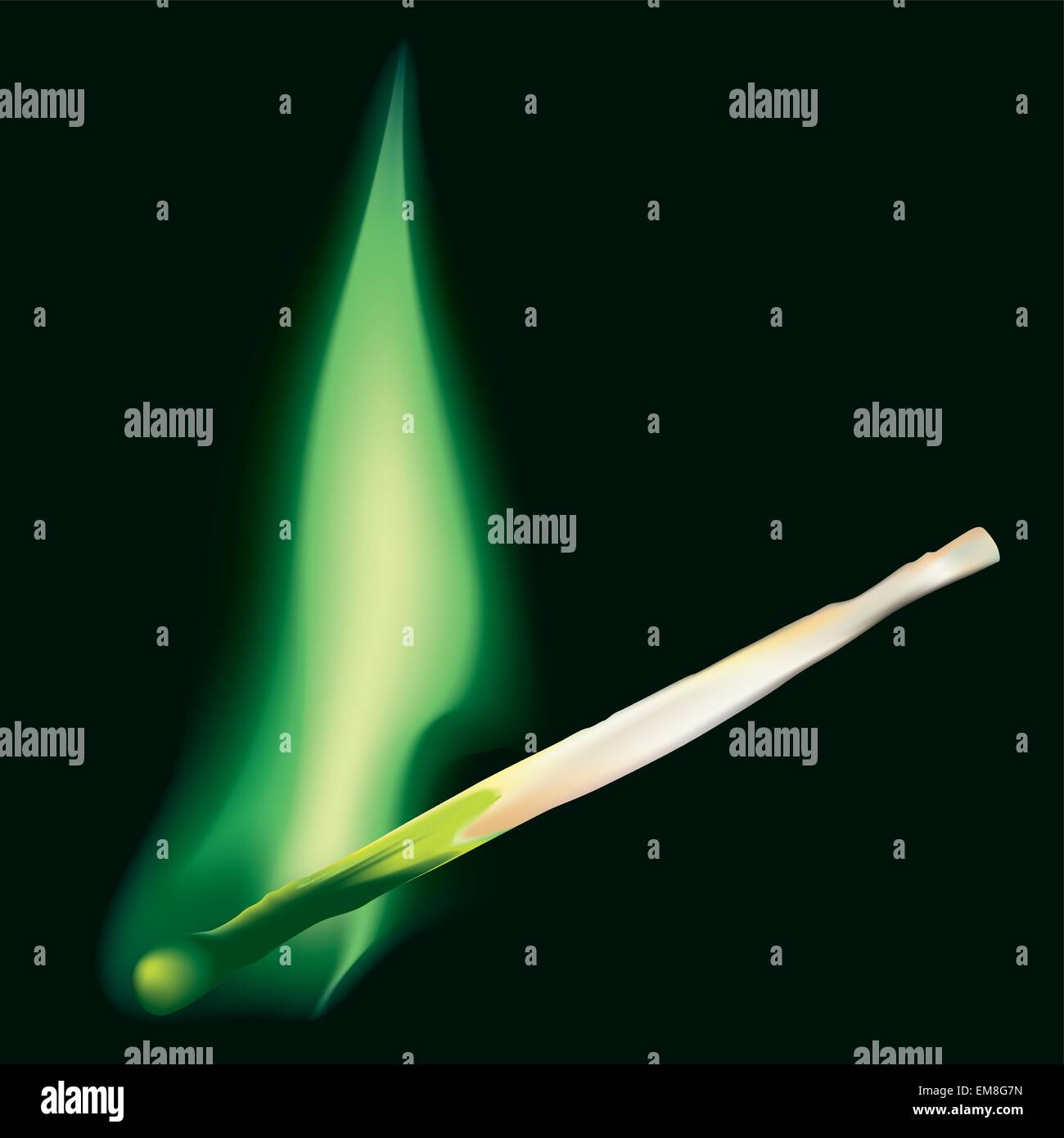 Safety Match With Green Flame Stock Vector Image & Art - Alamy